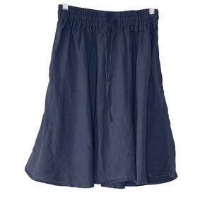 LO LEN OK NAVY BLYE MINI LINEN SKIRT SIZE M